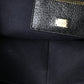 Elegant Black Leather Shoulder Bag with Gold Accents