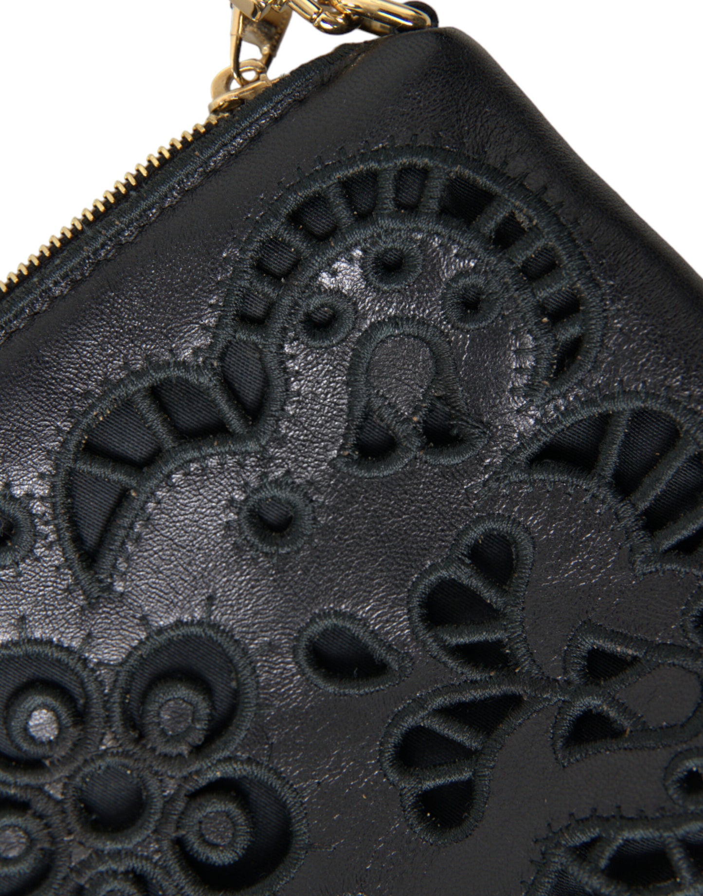Elegant Embroidered Leather Clutch