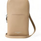 Chic Beige Leather Crossbody Phone Bag