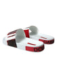Chic White & Red Leather Mens Slides Sandals