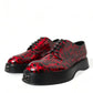 Exquisite Red Calfskin Leather Derby Shoes