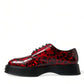 Exquisite Red Calfskin Leather Derby Shoes