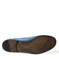 Elegant Blue Raffia Slip-On Loafers