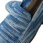 Elegant Blue Raffia Slip-On Loafers