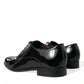 Elegant Black Calfskin Leather Derby Shoes