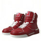 Sleek High-Top Leather Sneakers - Red & White