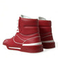 Sleek High-Top Leather Sneakers - Red & White