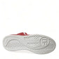 Sleek High-Top Leather Sneakers - Red & White