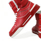 Sleek High-Top Leather Sneakers - Red & White