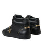 Elegant Black Mid-Top Leather Sneakers