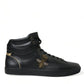 Elegant Black Mid-Top Leather Sneakers