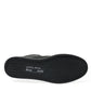 Elegant Black Mid-Top Leather Sneakers