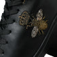 Elegant Black Mid-Top Leather Sneakers