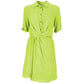 Elegant Green Flared Short Sleeve Shirtdress