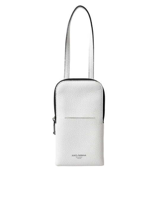 Elegant White Leather Crossbody Phone Bag