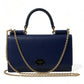 Elegant Blue Leather Phone Bag with Gold Accents