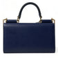 Elegant Blue Leather Phone Bag with Gold Accents