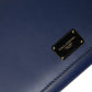 Elegant Blue Leather Phone Bag with Gold Accents