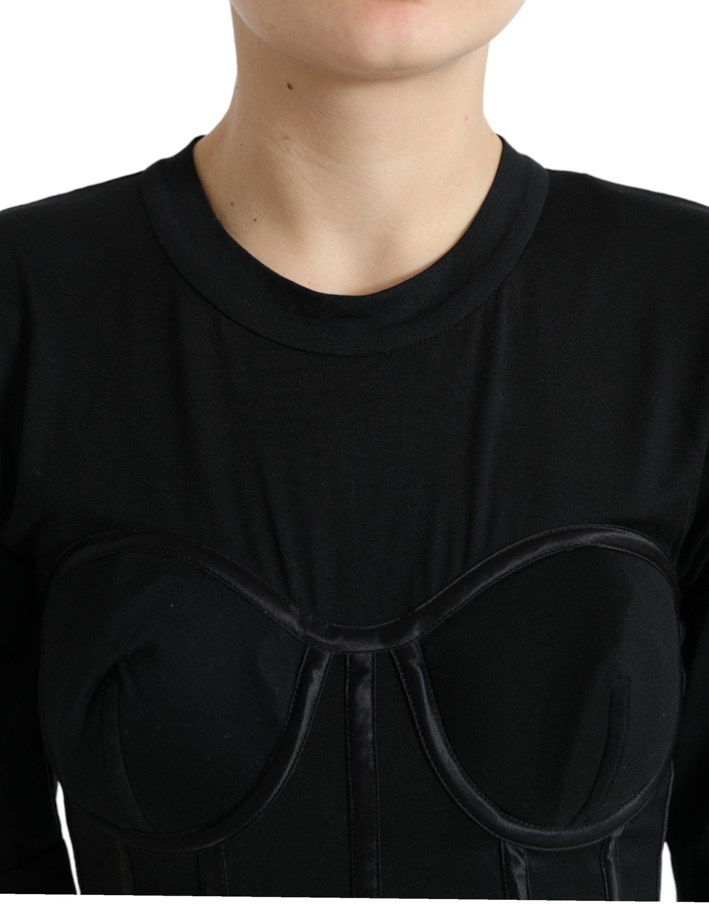 Elegant Satin-Trimmed Bustier T-Shirt