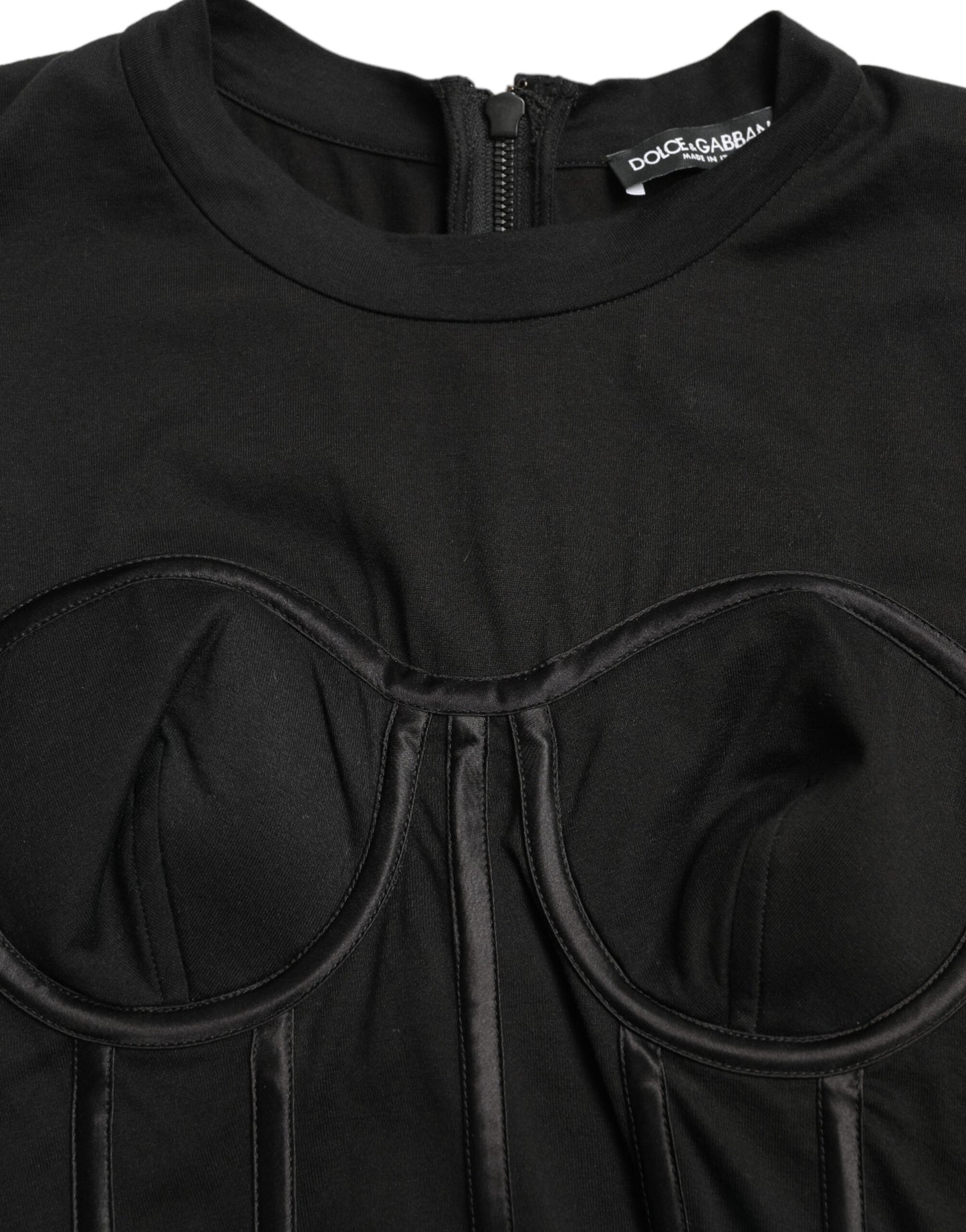 Elegant Satin-Trimmed Bustier T-Shirt