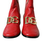 Elegant Red Ankle Leather Boots