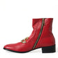 Elegant Red Ankle Leather Boots