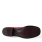 Elegant Red Ankle Leather Boots