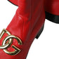 Elegant Red Ankle Leather Boots