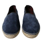 Elegant Navy Suede Leather Espadrilles