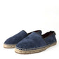 Elegant Navy Suede Leather Espadrilles