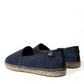 Elegant Navy Suede Leather Espadrilles