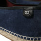 Elegant Navy Suede Leather Espadrilles