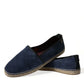 Elegant Navy Suede Leather Espadrilles