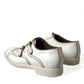 Elegant White Leather Derby Dress Shoes