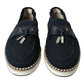 Elegant Navy Blue Fabric Loafers