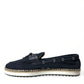 Elegant Navy Blue Fabric Loafers