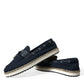 Elegant Navy Blue Fabric Loafers
