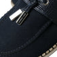 Elegant Navy Blue Fabric Loafers