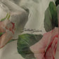Elegant White Silk Maxi Dress with Pink Roses