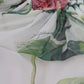 Elegant White Silk Maxi Dress with Pink Roses
