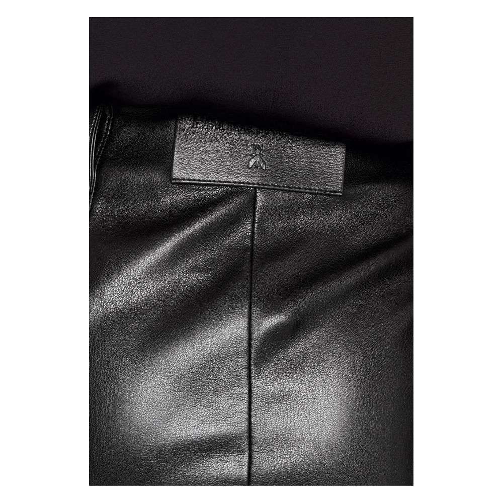 Chic Faux Leather Midi Skirt with Diagonal Zip