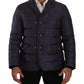 Elegant Dark Blue Silk Blend Jacket