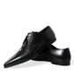 Elegant Black Leather Derby Dress Shoes
