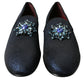 Elegant Blue Lurex Loafers with Crystal Accents