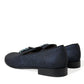 Elegant Blue Lurex Loafers with Crystal Accents