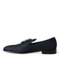 Elegant Blue Lurex Loafers with Crystal Accents