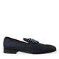 Elegant Blue Lurex Loafers with Crystal Accents