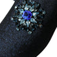 Elegant Blue Lurex Loafers with Crystal Accents