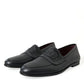 Elegant Black Embroidered Loafers