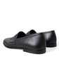 Elegant Black Embroidered Loafers